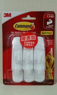 3M Command 無痕 掛勾 中型 6個裝 現特價$67.9