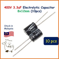 10PCS 400V 3.3uF 400V3.3UF Electrolytic Capacitor Kapasitor Elco 8x12mm