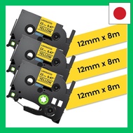 Compatible P-touch Cube Tape 12mm Yellow Black Letter TZe-631 TZe 631 Set of 3 for Cube PT Label Wri