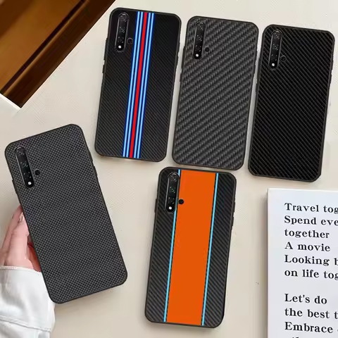 Carbon Fiber Case For Huawei P30 Pro P20 P40 Lite Nova 11 Pro 3i 8i 9 10 SE 5T Y60 Y61 Y70 Y90 Y91 C