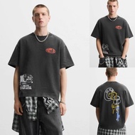 2025 Summer New Mens Loose Gray Cotton Printed Sweater Crew Neck Short Sleeve T-shirt 1277 421 898