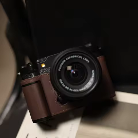 Genuine Leather Camera Case Half Cover Protective Case for Fujifilm X-M5 XM5 Camera Bag