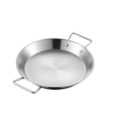 Ergonomic Double Handle Stainless Steel Paella Pot Flat Bottom Saucepan For Efficient Cooking And Ea