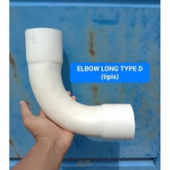 Long elbow pvc 21/ 2 inches 90 degrees 2.5 inches D