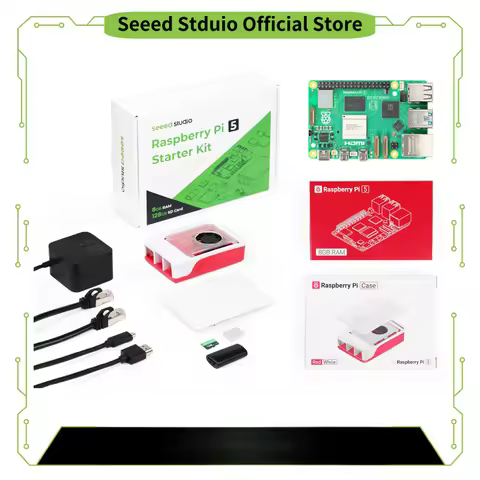 Raspberry Pi 5 16GB 8GB 4GB Starter Kit Seeed Studio, Official Case with Fan,128GB SD Card,Power Sup
