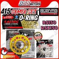 Suprimo Crevon 415 Sprocket Set With Gold Chain 415 Chain For RS150 RSX150 RS RSX 415T Sets Rantai S