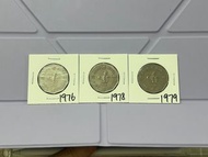 （十角形伍圓一套）香港硬幣英女王伊利沙伯 1976，1978 & 1979 年五元 Government of Hong Kong Queen Elizabeth ll 1976，1978 & 197