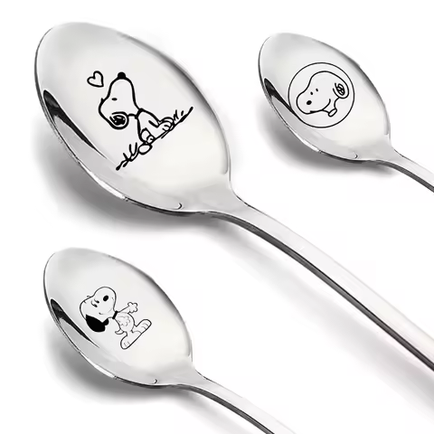 Snoopy Spoon Stainless Steel Baby Cutlery Dessert Cake Ice Cream Cute Cartoon Anime Creative Spoons 