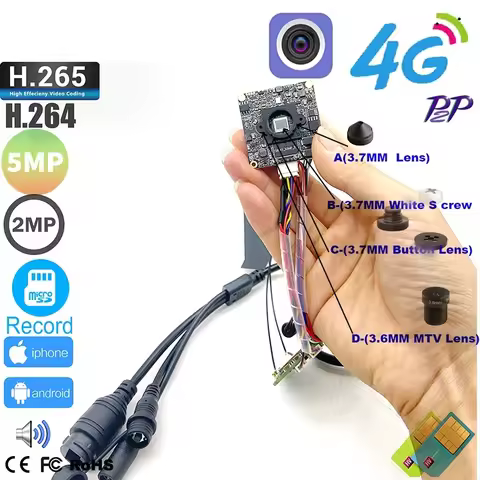 Camhi Diy 4G IP Camera Board Network Sony IMX335 1920P Imx307 2MP Low Lux Wireless MINI 4G Sim Cam M