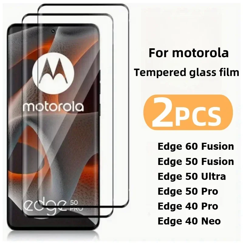 2PCS Full Coverage Tempered Glass for Motorola Edge 50 Neo 30/40/60 Pro Edge 60 Fusion 9H Hardness P