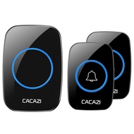 CACAZI กริ่งประตูไร้สาย A10 2เครื่องส่งสัญญาณ1ตัวรับสัญญาณ100-240V กันน้ำ300ม. กระดิ่งประตูบ้าน38กริ