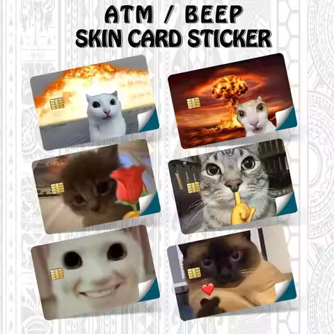 Cat Funny Credit Card Debit Card Waterproof Sticker Bank Bus Card Protective Film Sticker