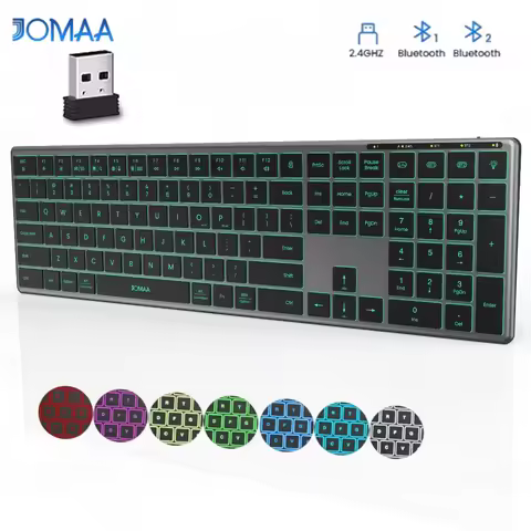 Backlight Bluetooth Keyboard Multi-Device Full Size Wireless Keyboard with Number Pad,Rechargeable S