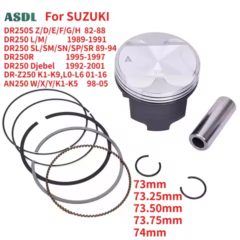 73mm 73.25mm 73.50mm 73.75mm 74mm Piston and Rings Set for SUZUKI DR250S DR250 DR 250 DR250R DR-Z250