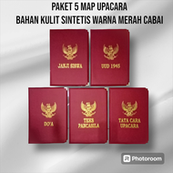 Grosir MAP UPACARA// 5 MAP UPACARA BENDERA BAHAN KULIT SINTETIS SUDAH ADA TEKS NYA/map merah Cabe
