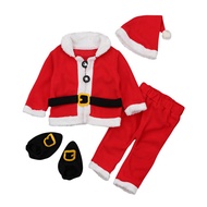 P.K.YO-Christmas Cosplay Baby Girl Clothes Suit Red Newborn Velvet Baby Boy Clothing Hat+Tops++Sock 