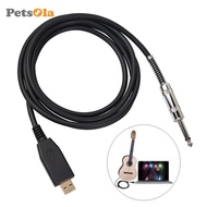 [PETSOLA] USB Guitar Interface Cable USB Male to 6.35mm 1/4 "TS Mono Electric Guitar