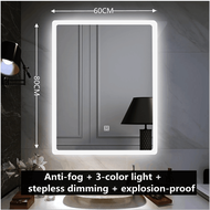 Smart Bathroom Mirror Beauty 3-colors Light Mirror Beauty Lighting Mirror with Defogging Bathroom Mi