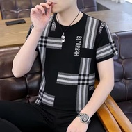 Bonnie Cathy Áo T-shirt Nam Áo T-shirt Cổ Tròn Nhanh Khô Ngắn Tay Mát Mẻ Lụa Băng Áo T-shirt In Hoa