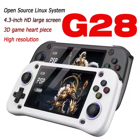 New G28 Retro Handheld Game Console 4.3-inch HD IPS Screen Linux System Portable 128GB Gaming Childr