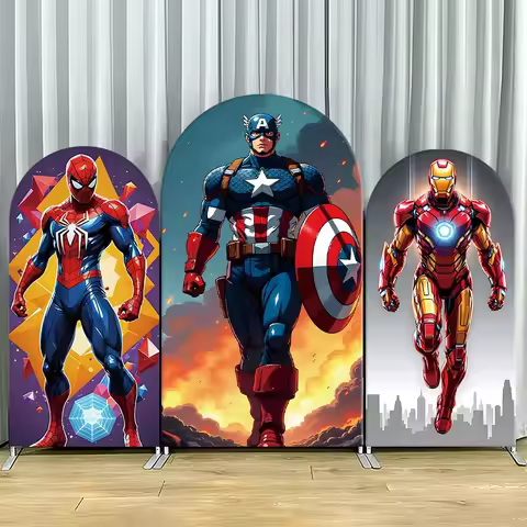 Single-layer Marvel Arch Backdrop Cover Non Elastic Superhero Theme Backdrop for Party Decoration Sp
