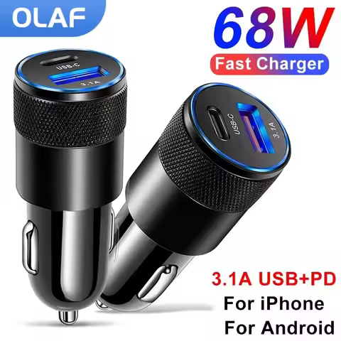 Olaf 68W PD Car Chargers USB Type C Car Charger Fast Charging Car Phone Adapter for iPhone Xiaomi Hu