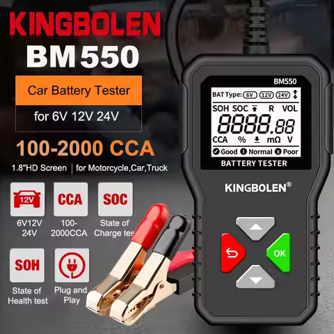 KINGBOLEN Car Battery Tester BM550 6V 12V 24V 100-2000CCA 2Ah-220Ah Battery System Detect Auto Batte