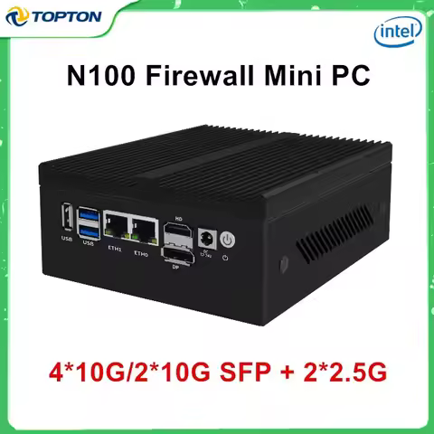 New Topton Solid Firewall Mini Computer 4x or 2x10G SFP+ Intel N100 2xi226-V 2.5G DDR5 Home Server I