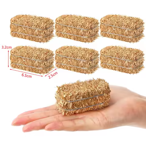 6pcs Miniature Farm Haystack Stackable Fake Hay Blocks Dollhouse Decoration Mini Hay Bales Rustic