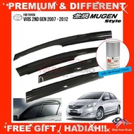 TOYOTA VIOS NCP93 2007 - 2012 MUGEN Door Visor Grade A Premium Acrylic Smoke Black Rain Guard Window