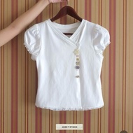 JANET STUDIO • V-neck one-button shirt (please read description carefully)