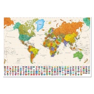 Color World Map with Flag Poster Size Wall Decoration World Big Map Xcm Canvas Map 0903