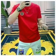 Y5A0D7 VERSACE063 Short-Sleeved Men's New Style Summer Pure Cotton Half-Sleeved Solid Color Embroide