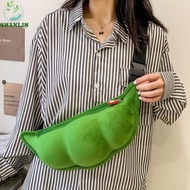 SHANLIN Edamame Shape Bag, Creative Green Soybean Shoulder Bag, Sweet Zipper Closure Cartoon Soft Te