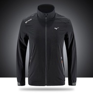ของแท้ Mizuno เสื้อแจ็คเก็ตผู้ชายฤดูใบไม้ผลิกีฬาที่พักผ่อนหย่อนใจฝุ่นเสื้อคอปกคาร์ดิแกนทุกรอบฤดูใบไม
