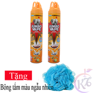 Combo 2 chai Bình xịt muỗi Jumbo chai 600ml hương Cam Chanh Tặng 1 bông tắm màu ngẫu nhiên - bình xị