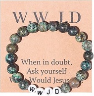COLORFUL BLING Natural Healing Stone WWJD Beaded Strand Adjustable Bracelet with Meaningful Card Ins