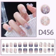 Fake nails Motif D456 24pcs + FREE LIQUID GLUE / nail art fake nails / fake nails / bridal fake nail