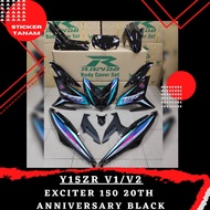 RAPIDO COVER SET Y15ZR V1/V2 EXCITER150 20TH ANNIVERSARY BLACK (STICKER TANAM/AIRBRUSH) COVERSET
