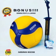MIKASA volleyball Mikasa V200W ORIGINAL Mikasa volleyball size 5 bonus net valve pump