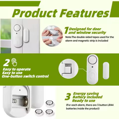 Wireless Door & Window Alarm, Door Window Sensor Alarm System Siren for Cabinets, Homes and Office B