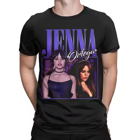 Jenna Ortega Cotton T-Shirt For Male Summer Actress Y2K Fun T-Shirts O-Neck Hip Hop Tee Shirt Oversi