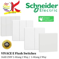 Schneider Electric Vivace E 16AX 250V White Wall Switch 1 Gang 2 Gang 3 Gang 4 Gang 1 Way 2 Way