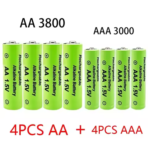 1.5V AA + AAA NI MH Rechargeable AA Battery AAA Alkaline 3800-3000mah For Torch Toys Clock MP3 Playe