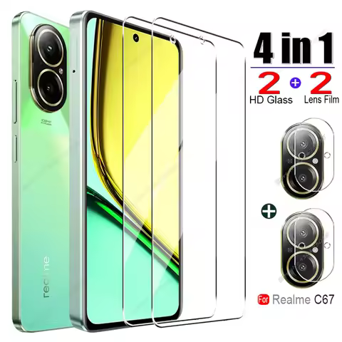4 IN 1 For Realme C67 C55 C53 C51 C30 C31 C33 C35 Tempered Glass For Realme GT Neo 5 SE 3T 3 2T 2 Pr
