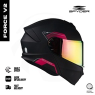 【EAGLE SPEED】SPYDER MODULAR HELMET FORCE V2 MATT BLACK PINK DUAL VISOR ORIGINAL QUALITY MOTORCYCLE