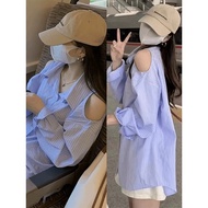 Cuties New Loose Off Shoulder Sleeve Shirt Korean Style Long Off-Shoulder Top Plain Color For Women 