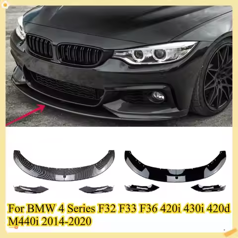 4Pcs Front Bumper Lip ABS Splitter Lip Diffuser Kits Spoiler Bodykit for BMW 4 Series F32 F33 F36 42