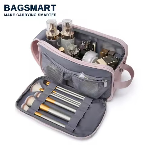 Women's Cosmetic Bag BAGSMART Waterproof Dopp Kit for Travel Lightweight Toiletries Bag for Men Make