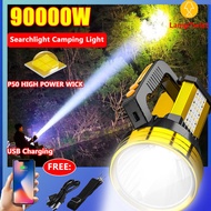 Rechargeable Flash Light Waterproof  with Side Lights P70 90000W 12000mah Emergency Power
